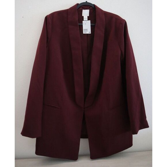 H&M Women's Sz 18 Dark Red/Burgundy Straight Cut Blazer Jacket - Picture 1 of 6